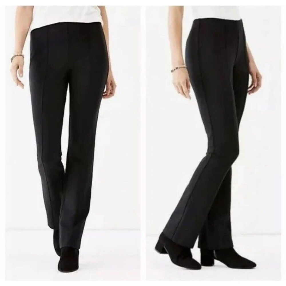 J.Jill Women’s Black Pull On Barely Boot Cut Ponte Pants - M Petite